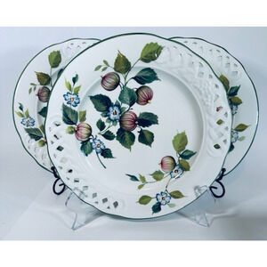 Brunelli BNI1 Fig Dinner Plate Set of 3 Italy Multimotif Fruit & Flowers, Pierce